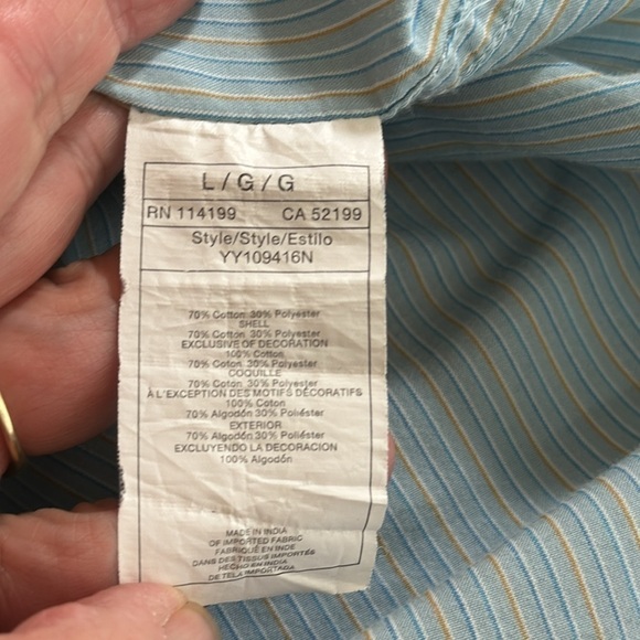 Quiksilver Button Front Short Sleeve Camp Shirt Men's L Blue Striped Outdoors - Picture 10 of 13